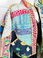 Boho Patchwork Kantha Jacket – Handmade Quilted & Reversible Blanket Coat