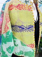 Boho Patchwork Kantha Jacket – Handmade Quilted & Reversible Blanket Coat