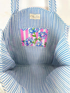 Quilted Cotton Reversible Large Tote Bag - Peony Pink Stripe