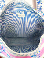 Quilted Weekender Duffle Overnight Bag - Peony Pink Stripe