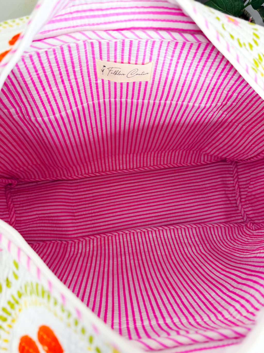 Quilted Weekender Duffle Overnight Bag - White Cherries & Bows