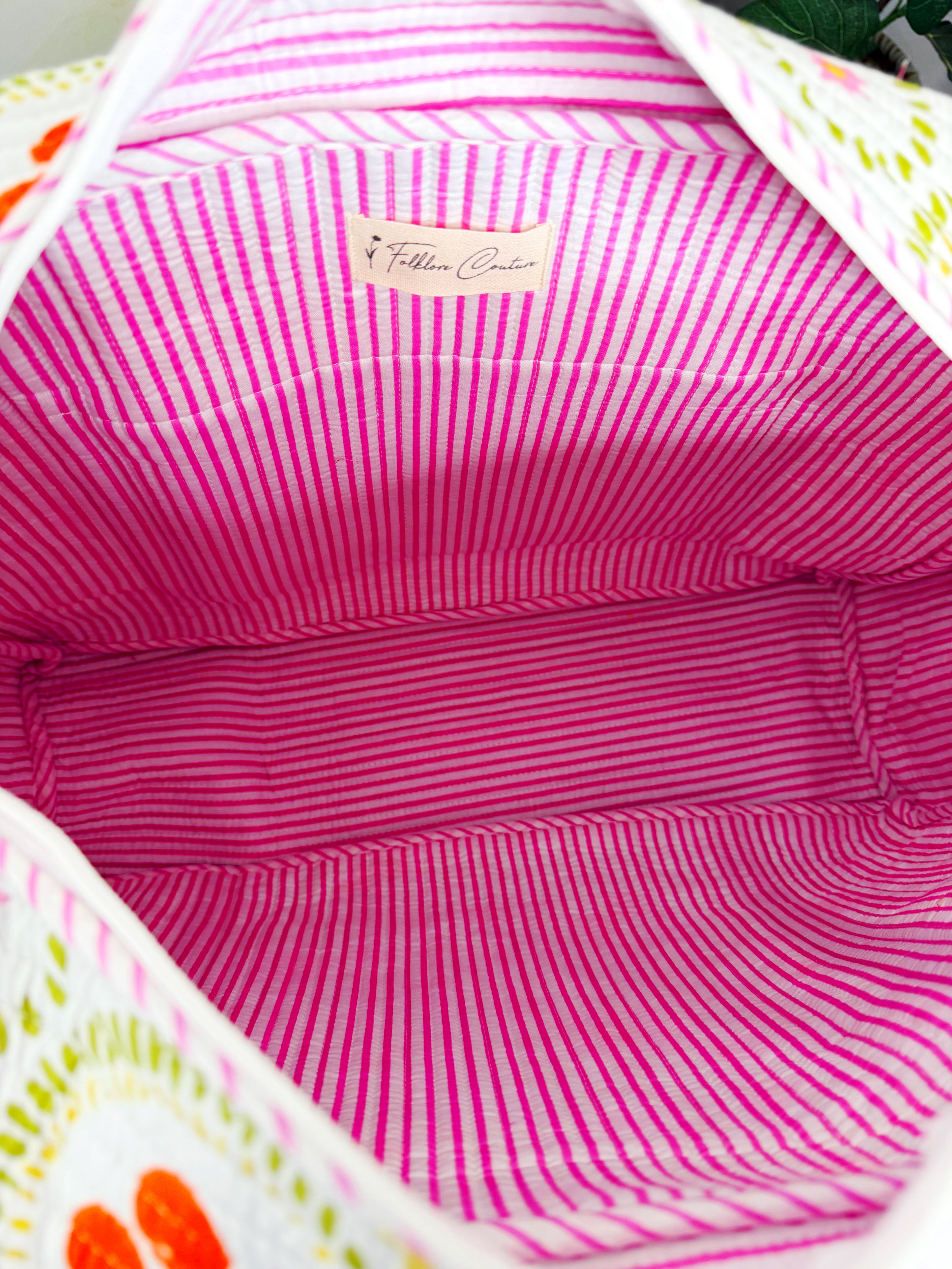 Quilted Weekender Duffle Overnight Bag - White Cherries & Bows