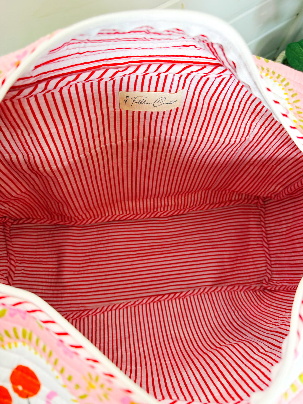 Quilted Weekender Duffle Overnight Bag - Pink Cherry & Bows