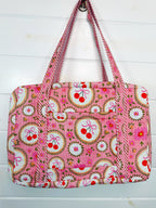 Quilted Weekender Duffle Overnight Bag - Pink Cherry & Bows