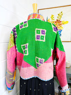 Boho Patchwork Kantha Jacket – Handmade Quilted & Reversible Blanket Coat