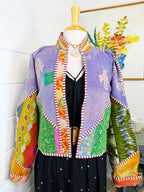 Boho Patchwork Kantha Jacket – Handmade Quilted & Reversible Blanket Coat