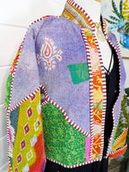 Boho Patchwork Kantha Jacket – Handmade Quilted & Reversible Blanket Coat