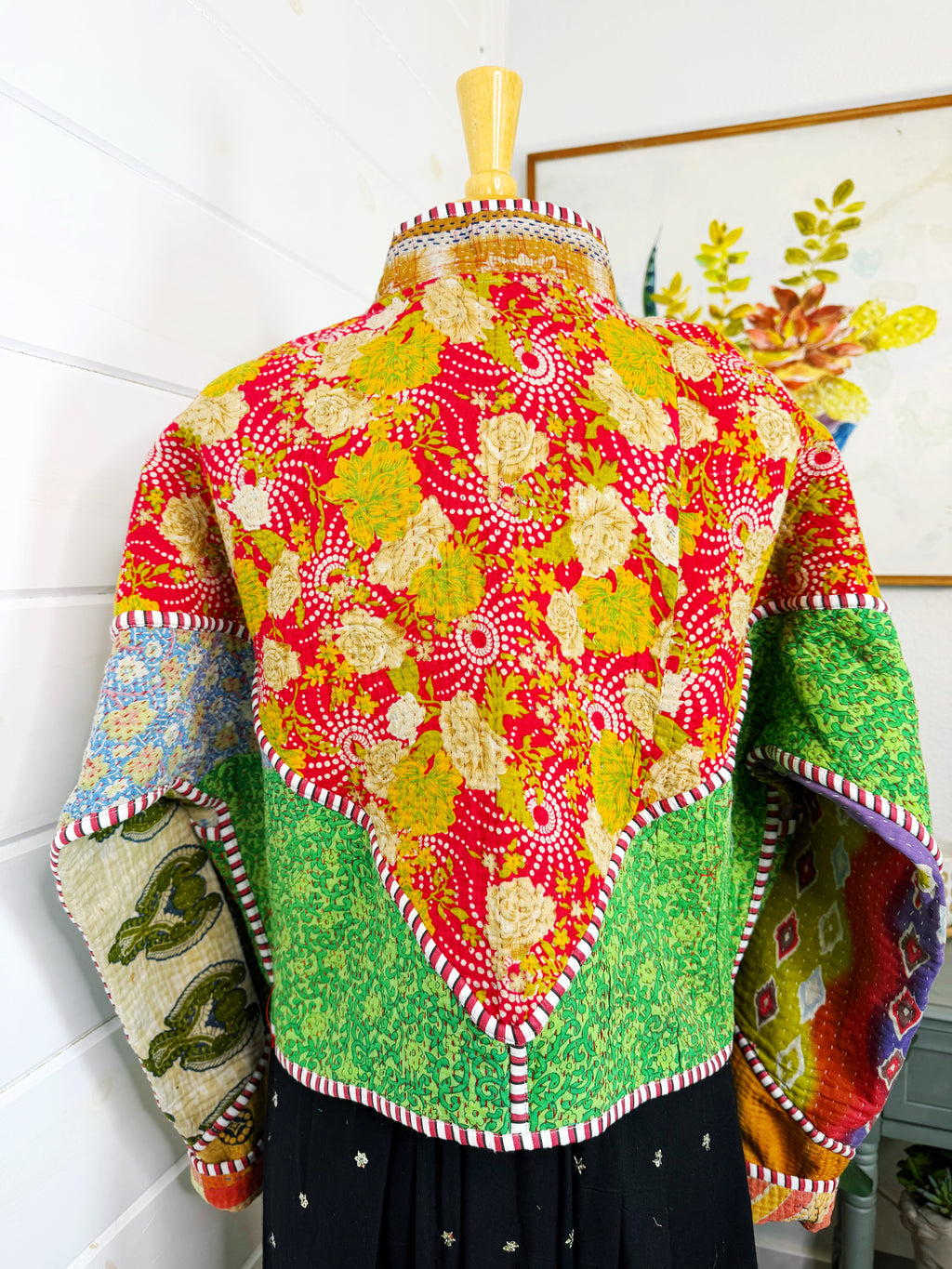 Boho Patchwork Kantha Jacket – Handmade Quilted & Reversible Blanket Coat