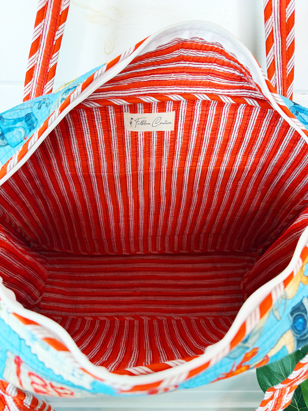 Quilted Weekender Duffle Overnight Bag - Blue Italian Getaway