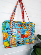 Quilted Weekender Duffle Overnight Bag - Blue Italian Getaway