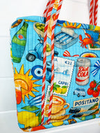 Quilted Weekender Duffle Overnight Bag - Blue Italian Getaway