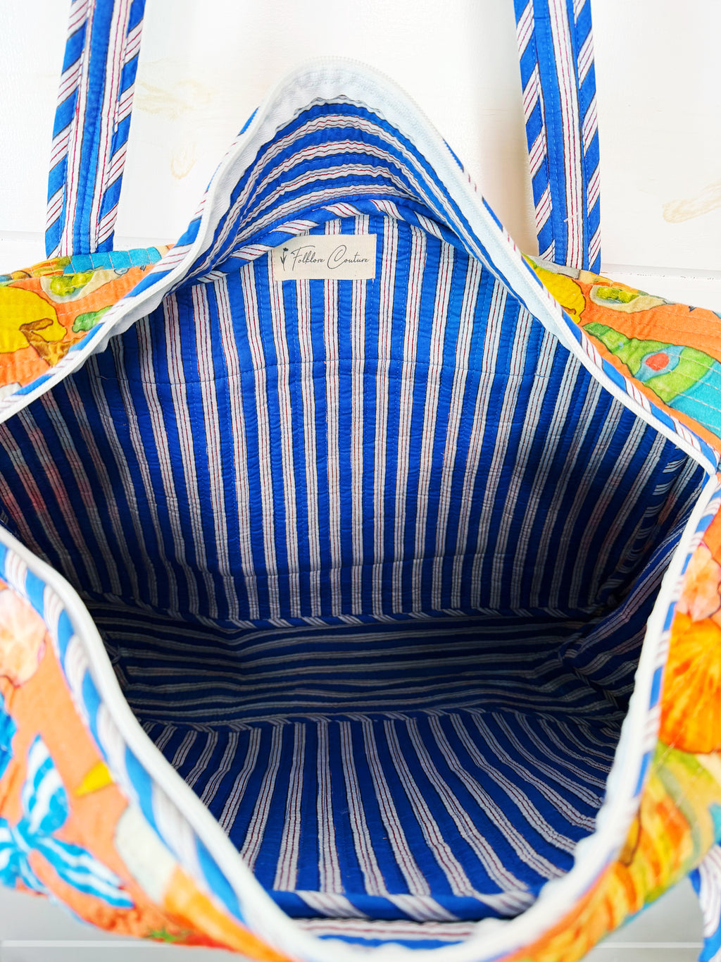 Quilted Weekender Duffle Overnight Bag - Orange Italian Getaway