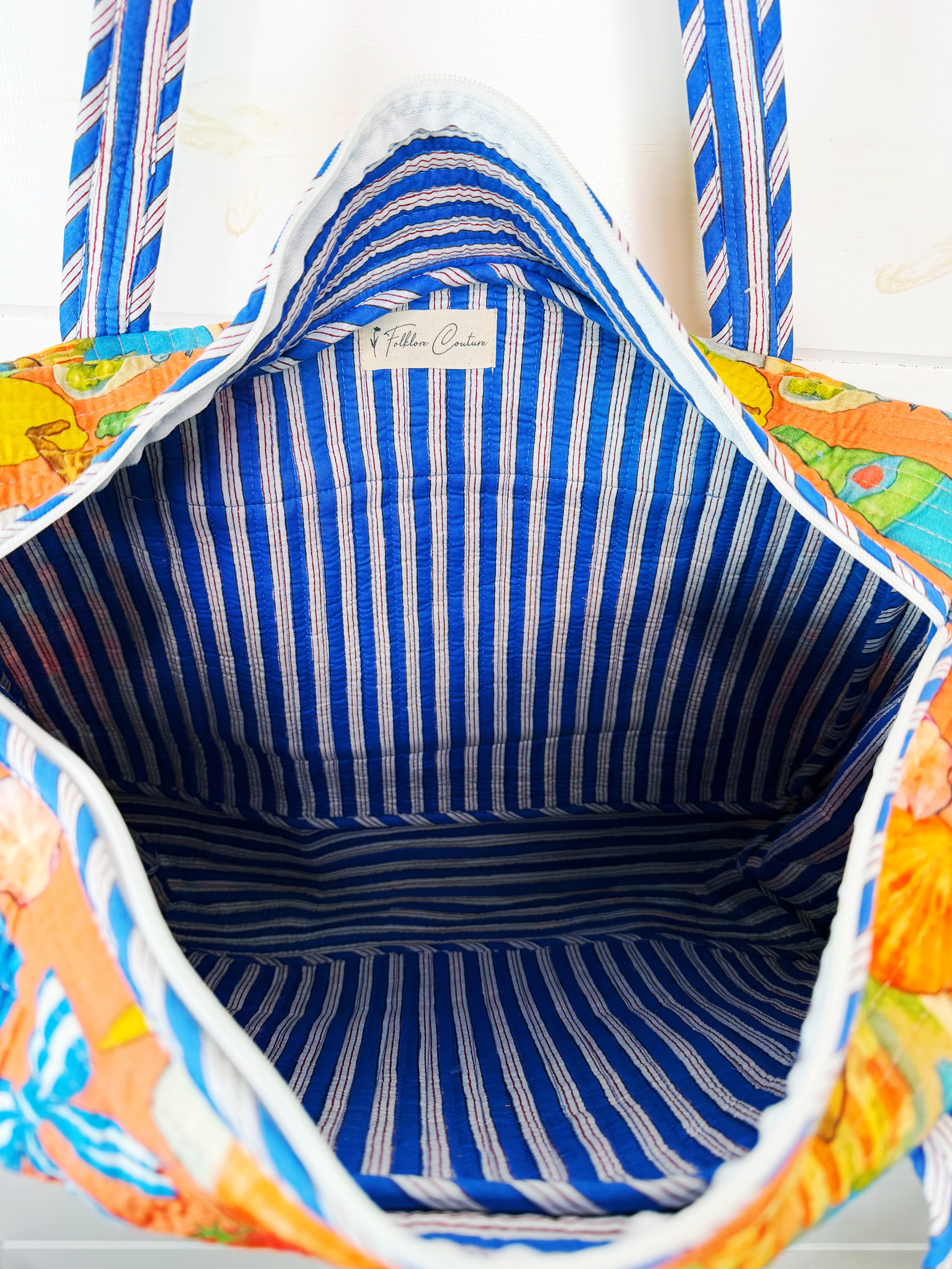 Quilted Weekender Duffle Overnight Bag - Orange Italian Getaway