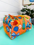 Quilted Makeup Cosmetics Toiletry Bag - Orange Italian Getaway