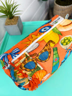 Quilted Makeup Cosmetics Toiletry Bag - Orange Italian Getaway