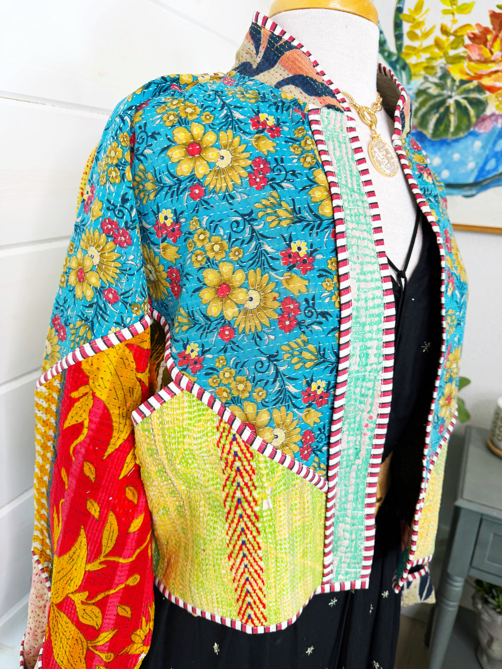 Patchwork Kantha Jacket – Handmade Quilted & Reversible Blanket Coat