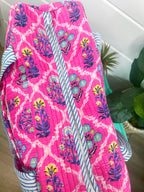 Pink Wildflowers Printed  Quilted Weekender Overnight Bag