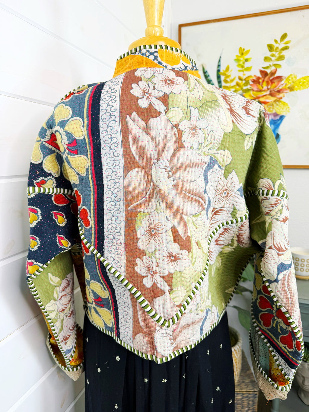 Boho Patchwork Kantha Jacket – Handmade Quilted & Reversible Blanket Coat