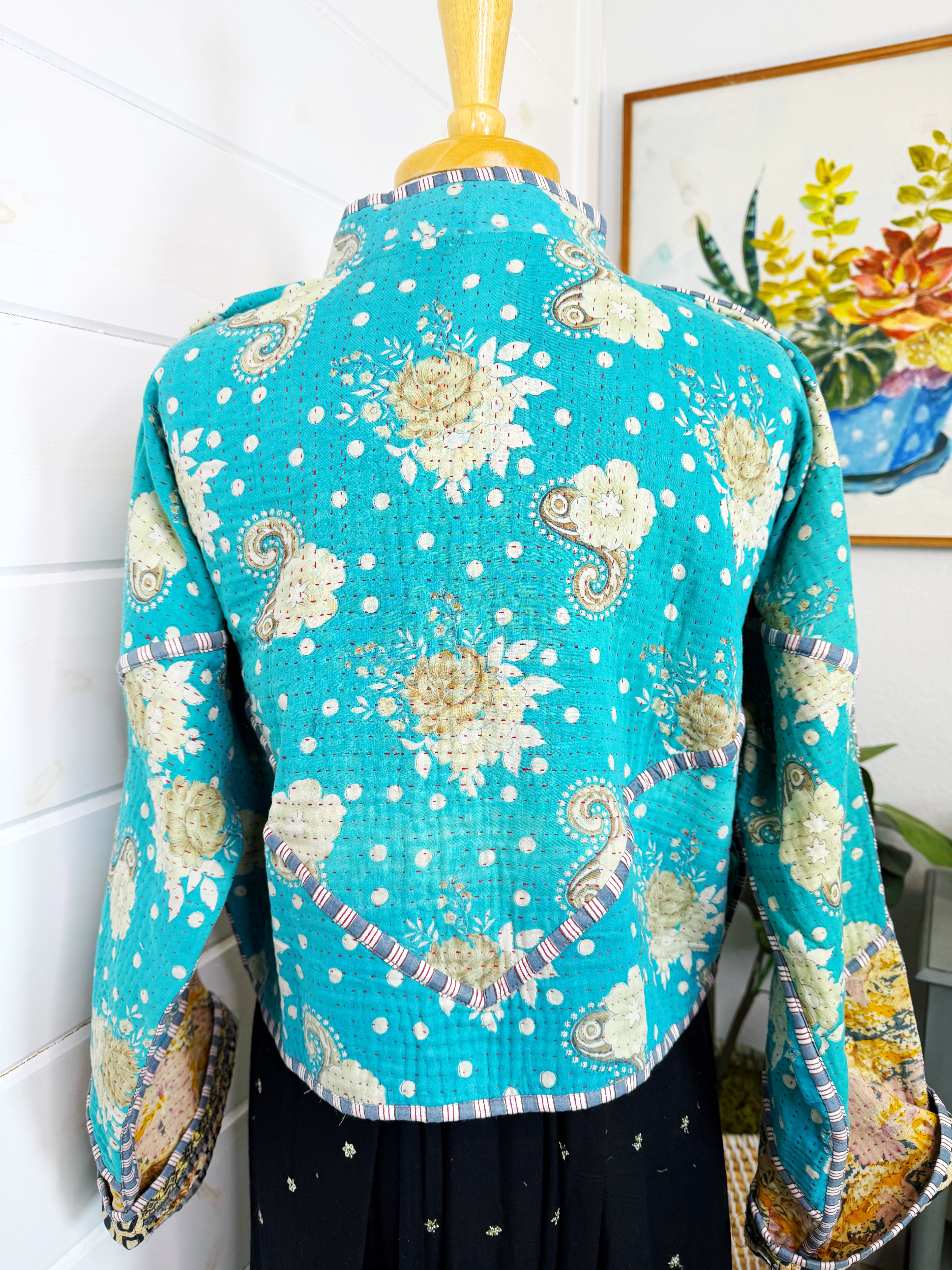 Boho Patchwork Kantha Jacket – Handmade Quilted & Reversible Blanket Coat