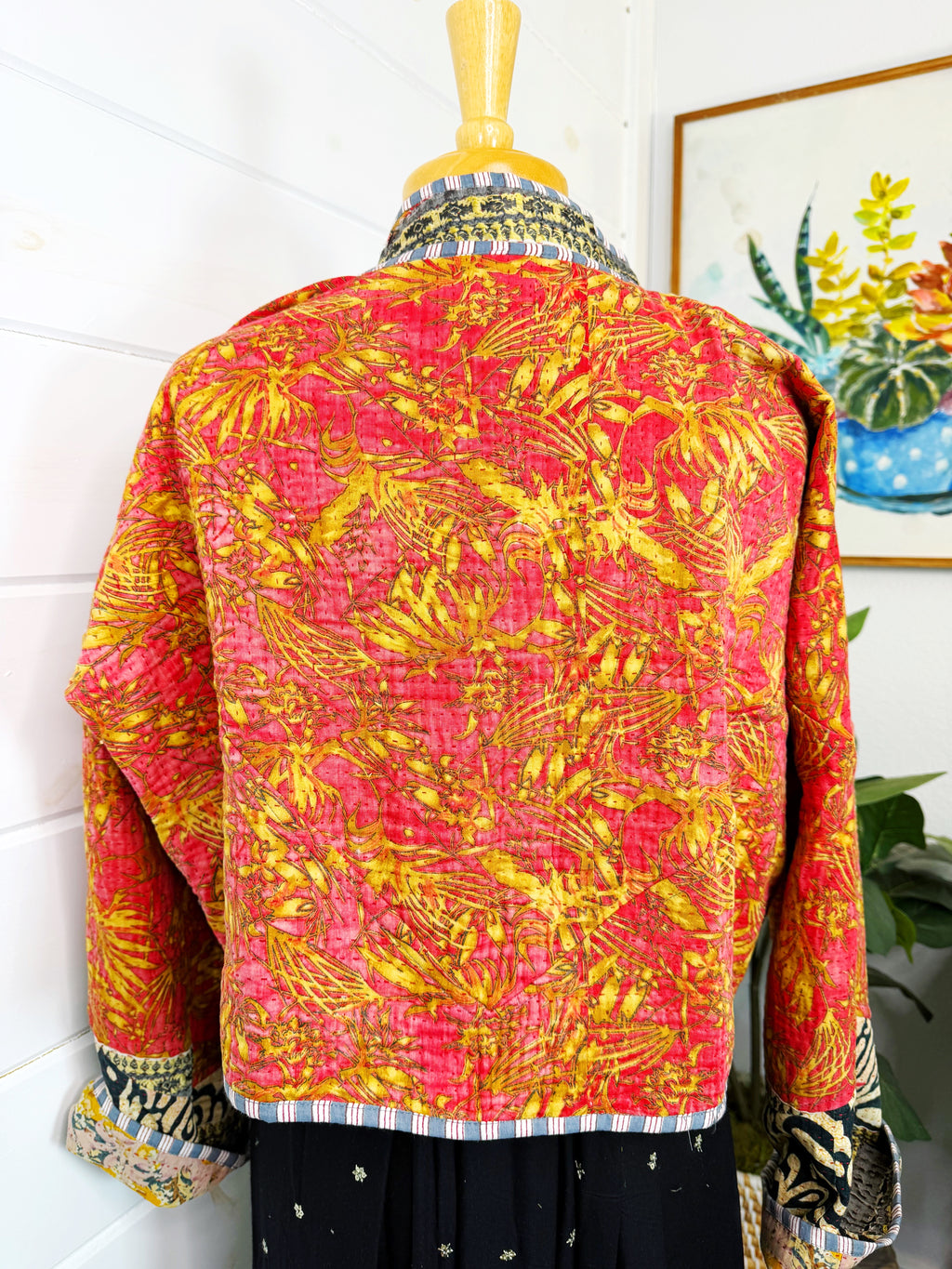 Boho Patchwork Kantha Jacket – Handmade Quilted & Reversible Blanket Coat