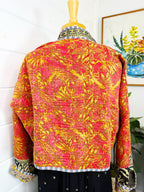 Boho Patchwork Kantha Jacket – Handmade Quilted & Reversible Blanket Coat