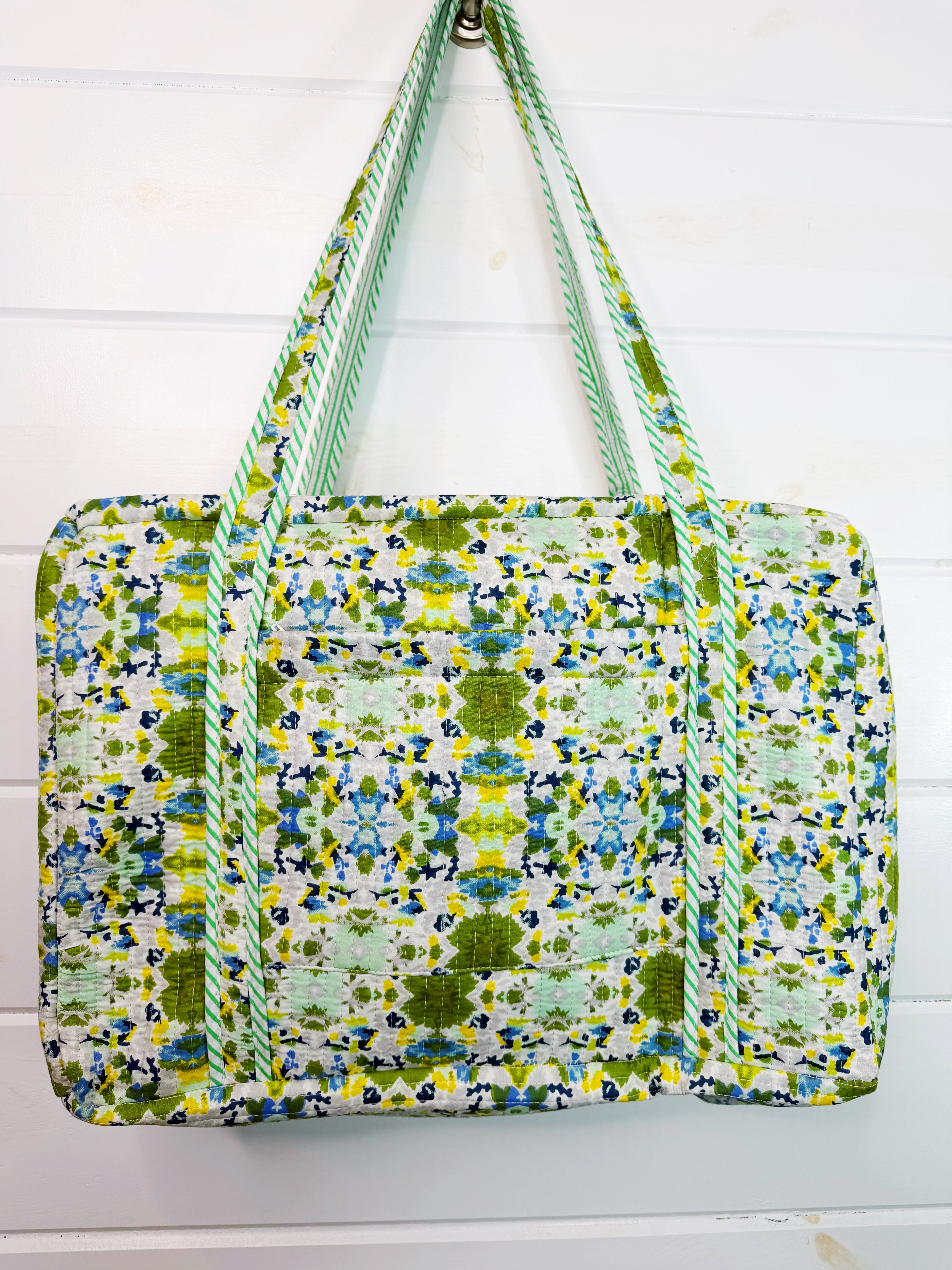 Quilted Overnight Bag - Aqua Tie Dye Print