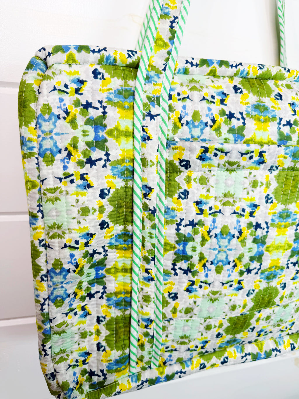 Quilted Overnight Bag - Aqua Tie Dye Print