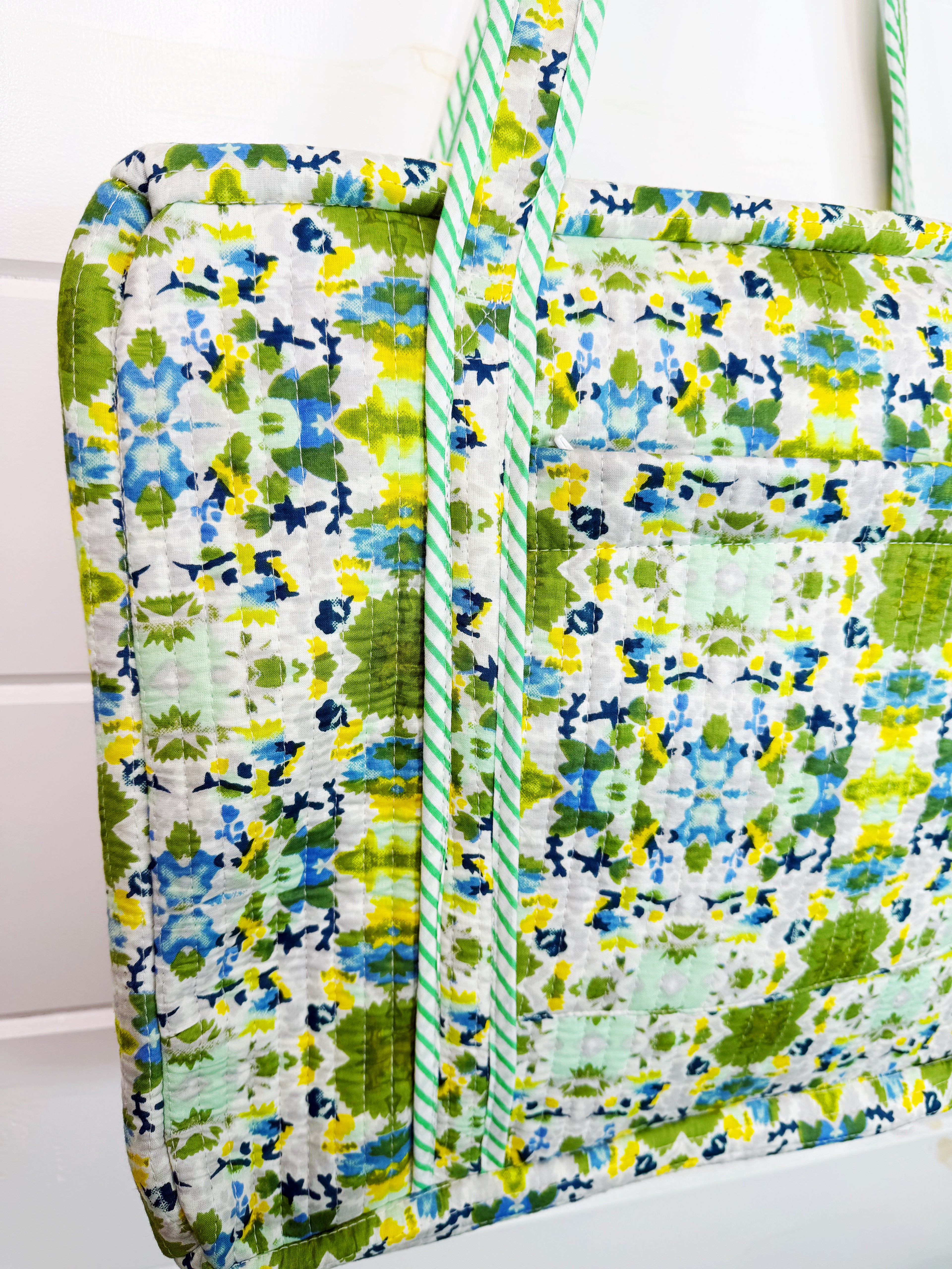 Quilted Overnight Bag - Aqua Tie Dye Print