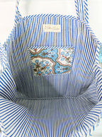 Large Quilted Tote Bag - Blue Petals Floral Print