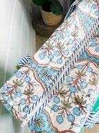 Quilted Overnight Duffle Bag - Blue Petals Print