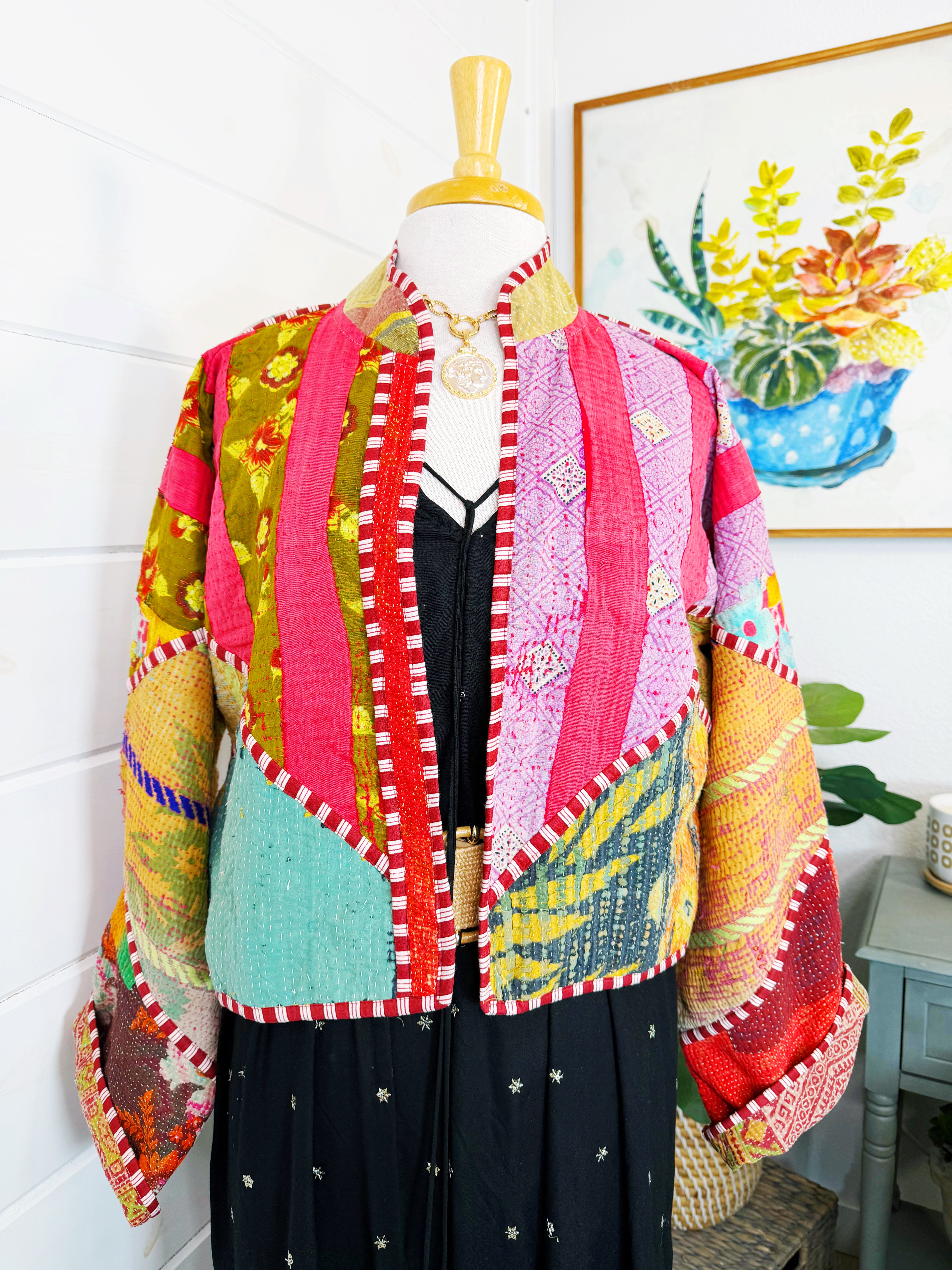 Patchwork Kantha Jacket – Quilted Reversible Blanket Coat