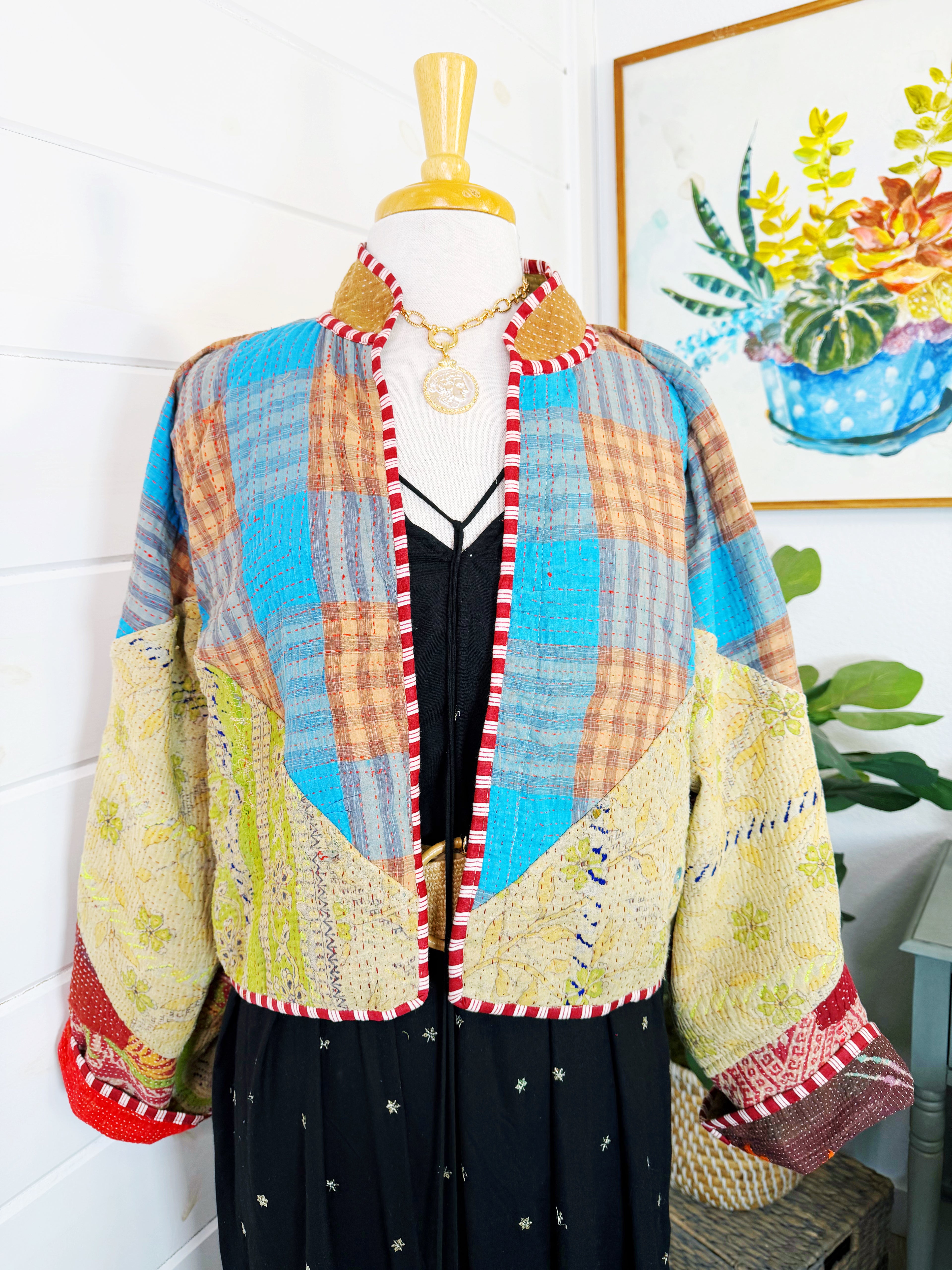 Patchwork Kantha Jacket – Quilted Reversible Blanket Coat