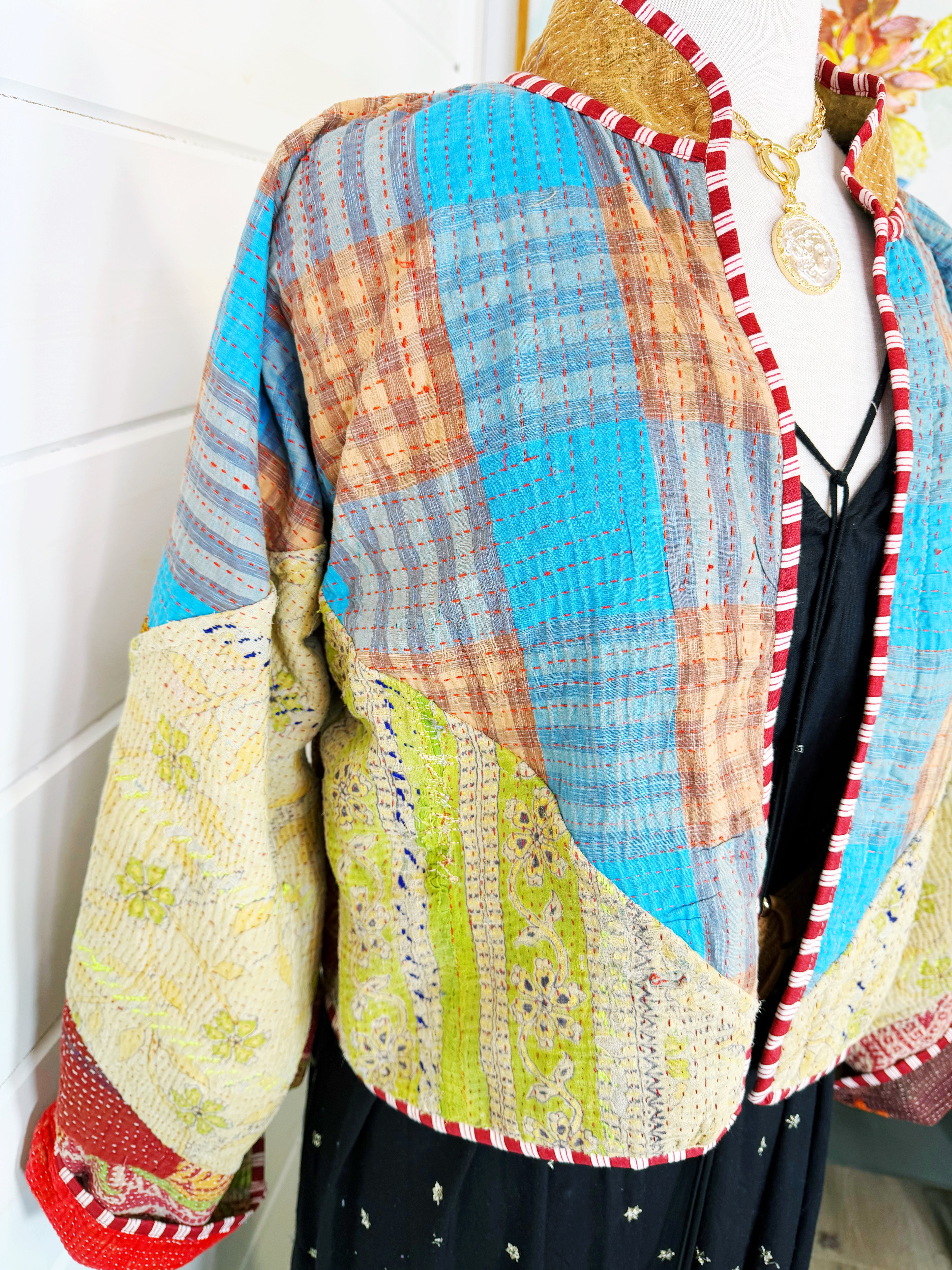 Patchwork Kantha Jacket – Quilted Reversible Blanket Coat