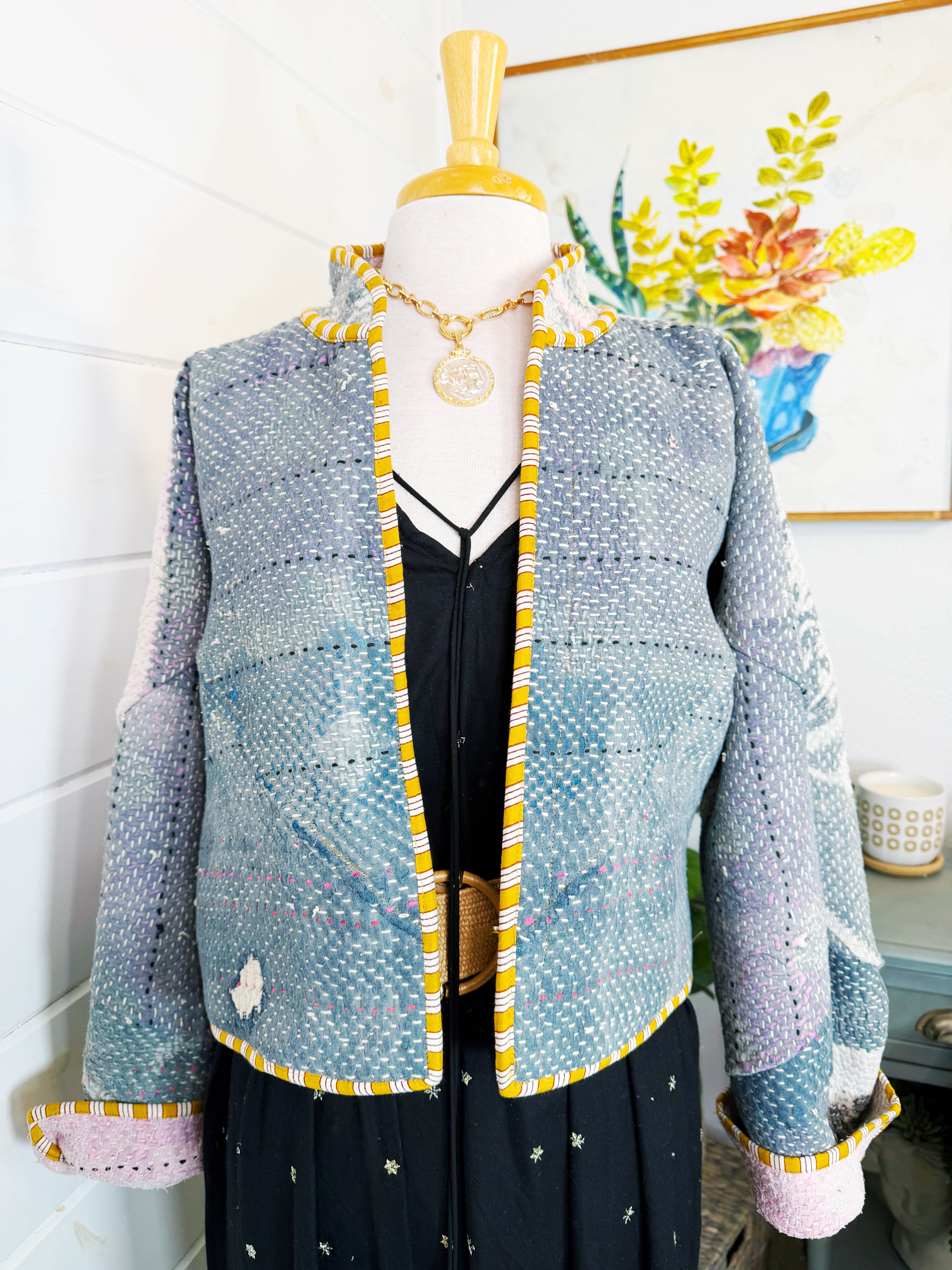 Patchwork Kantha Jacket – Quilted Reversible Blanket Coat