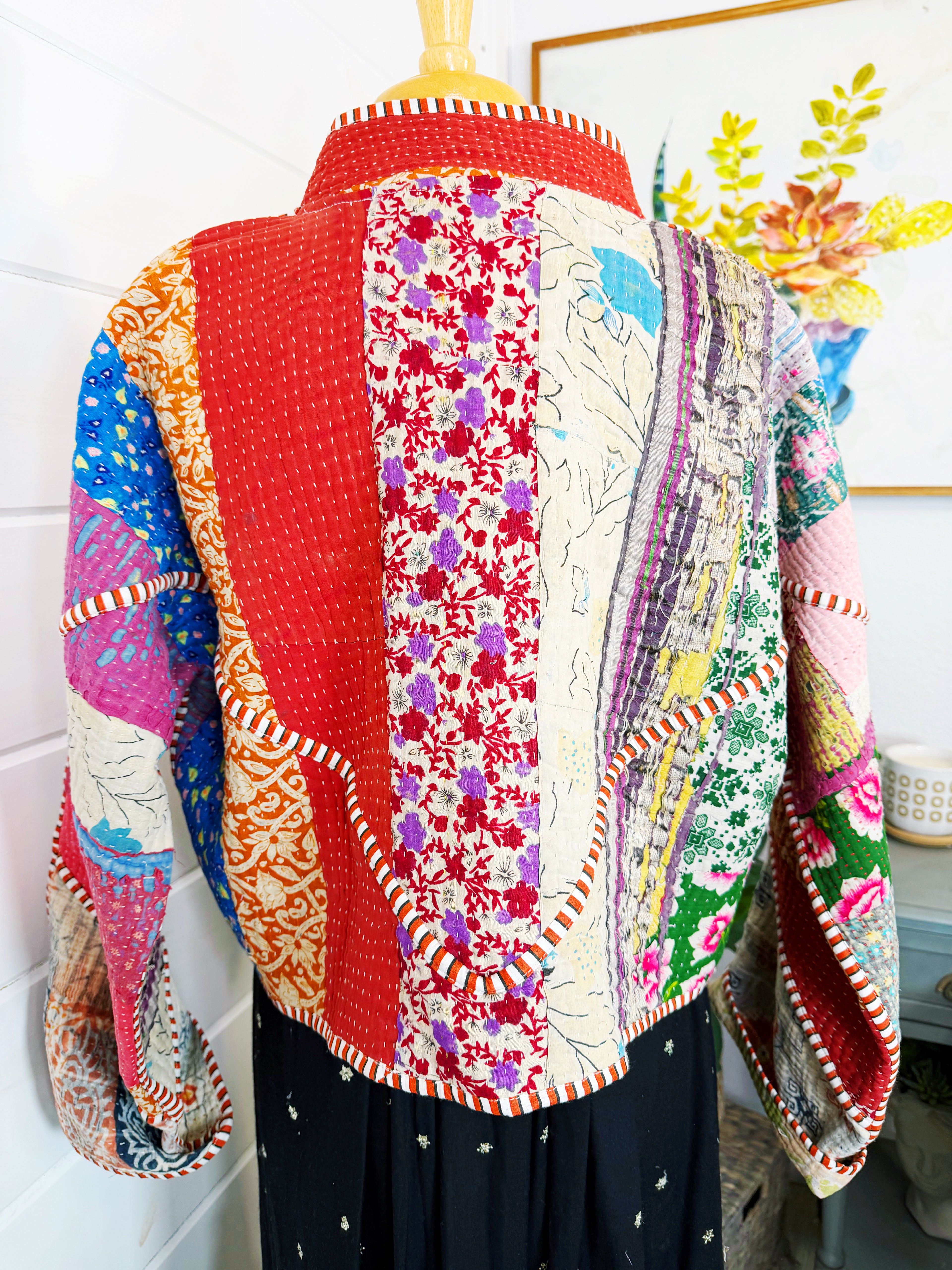Patchwork Kantha Jacket – Quilted Reversible Blanket Coat