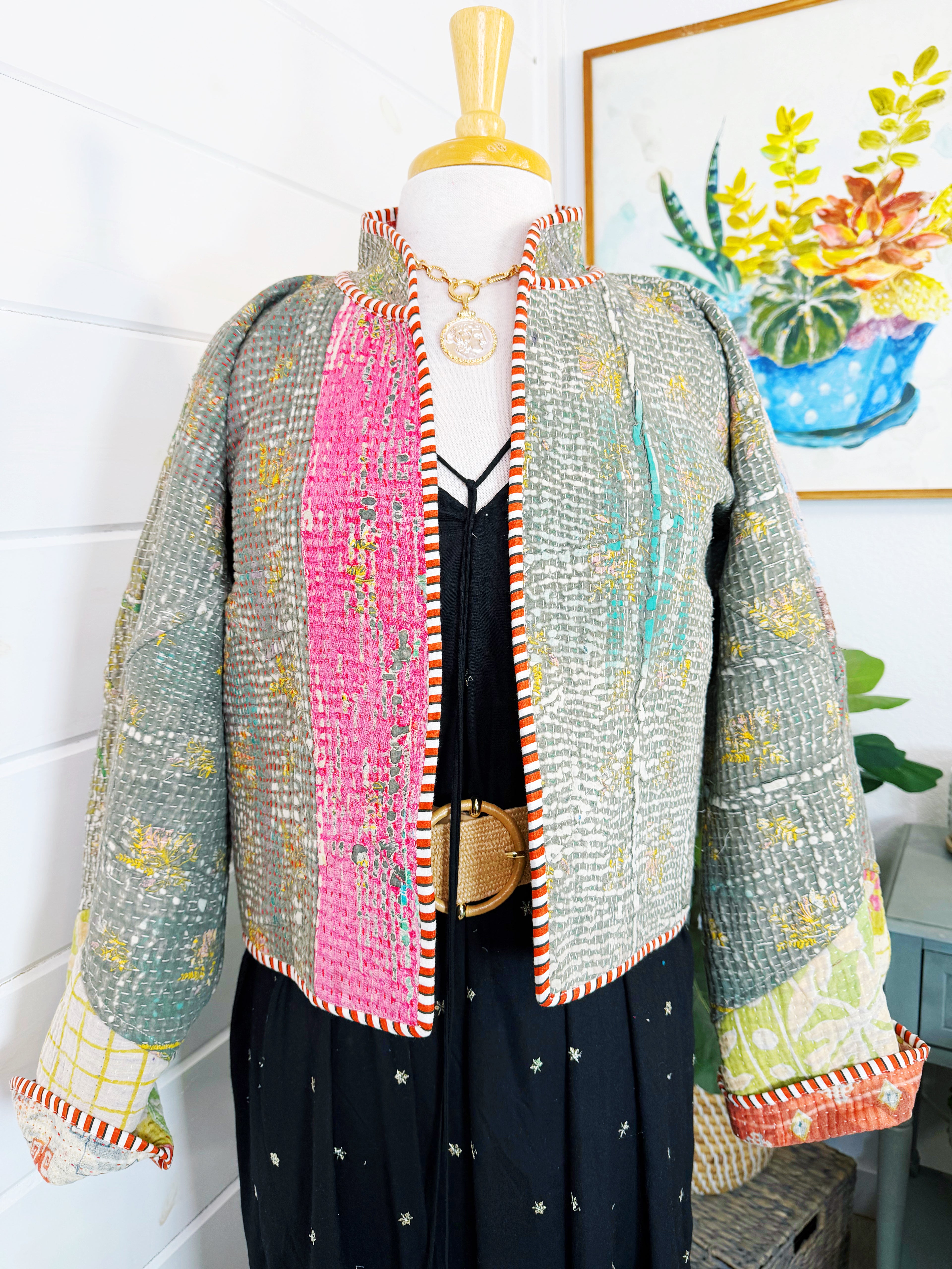 Patchwork Kantha Jacket – Quilted Reversible Blanket Coat