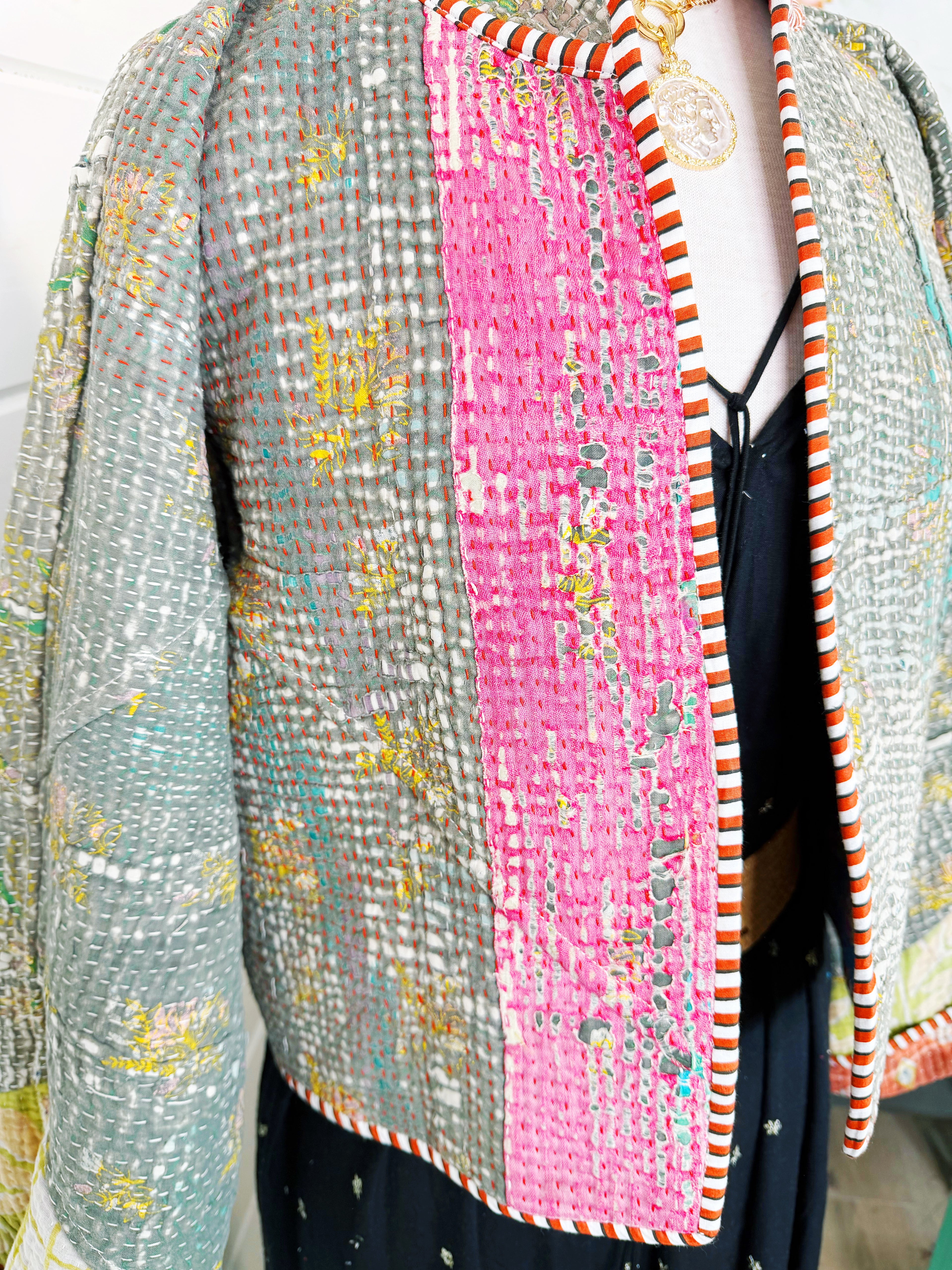 Patchwork Kantha Jacket – Quilted Reversible Blanket Coat