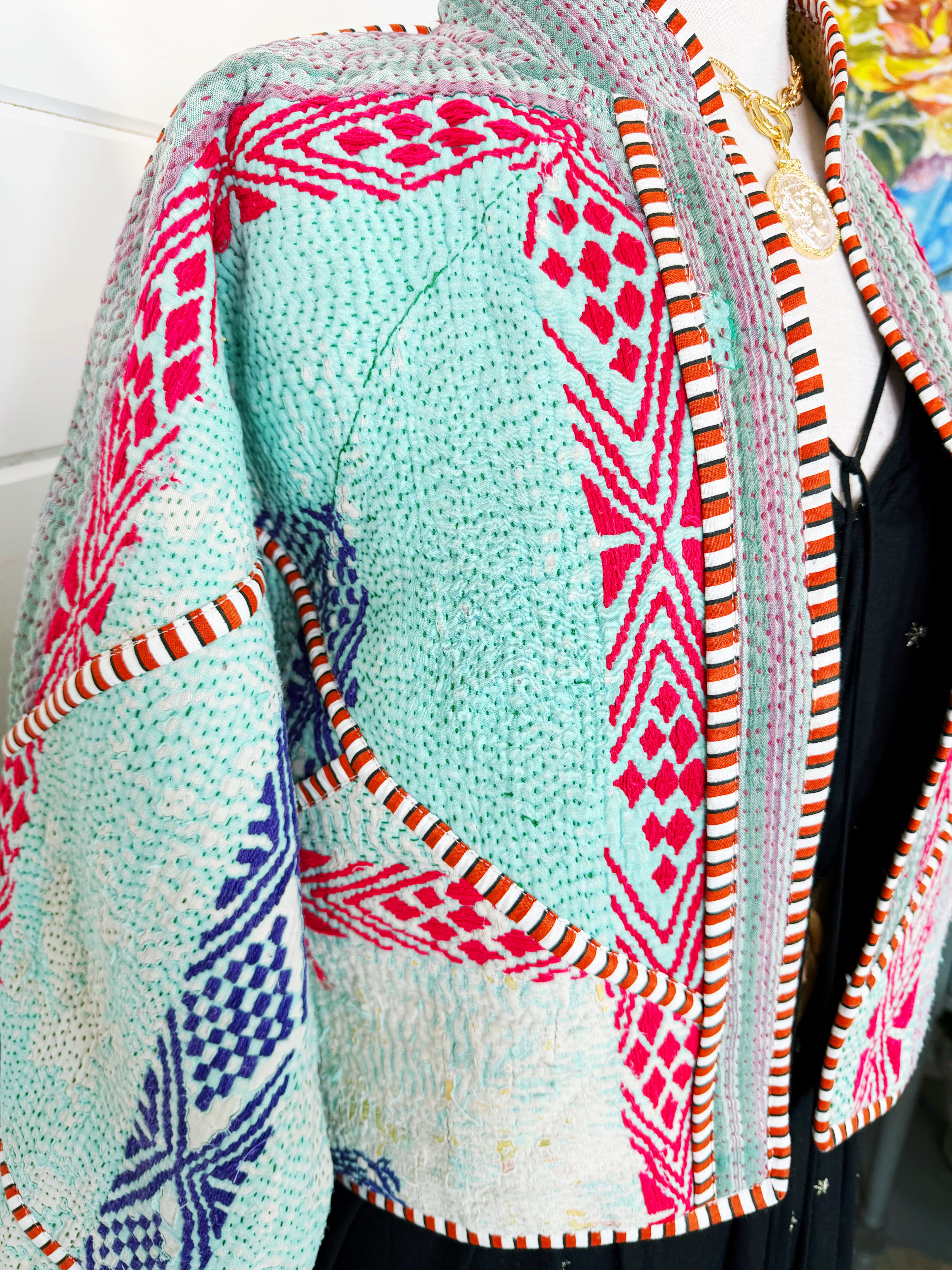 Patchwork Kantha Jacket – Quilted Reversible Blanket Coat