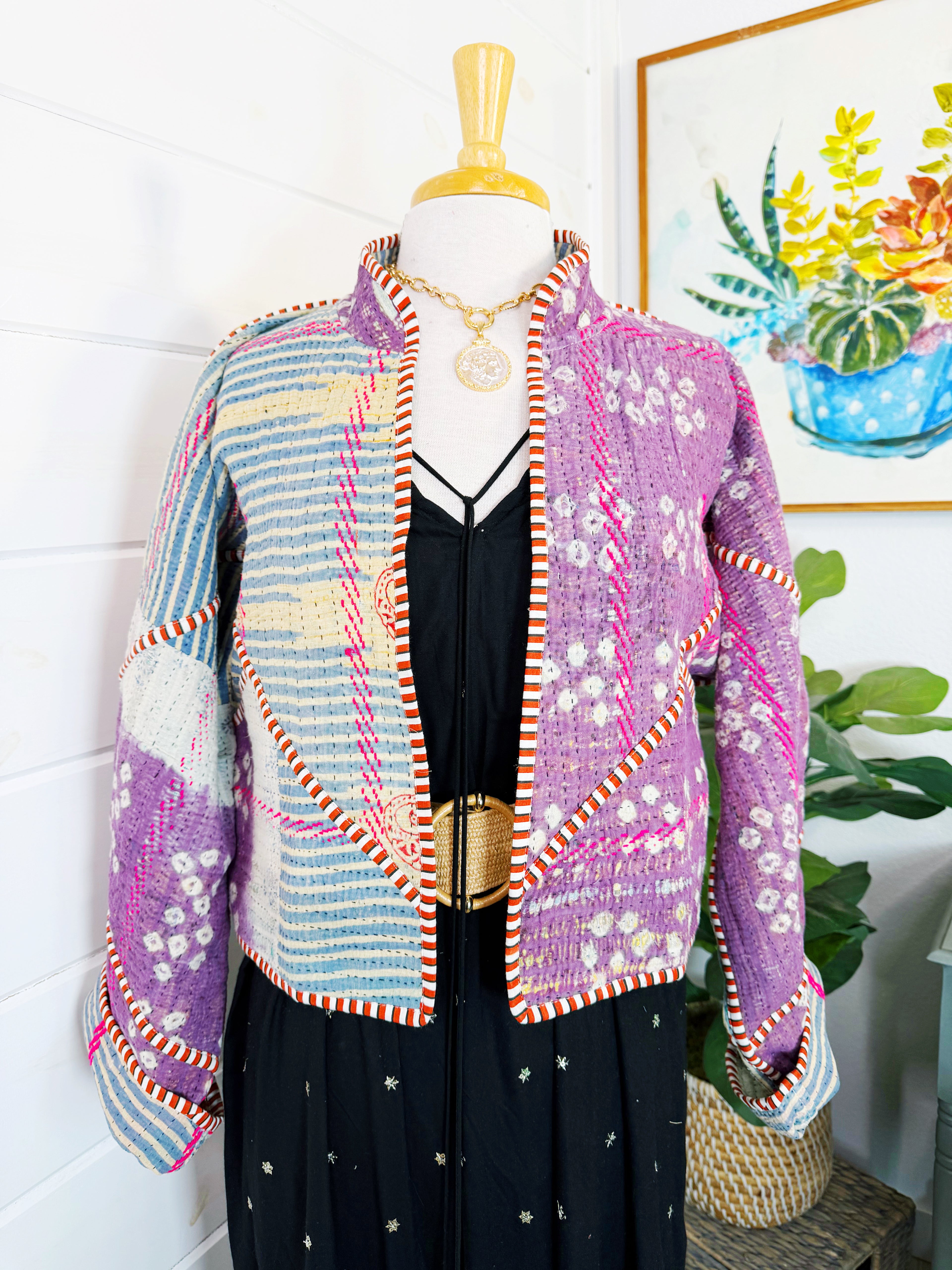 Patchwork Kantha Jacket – Quilted Reversible Blanket Coat