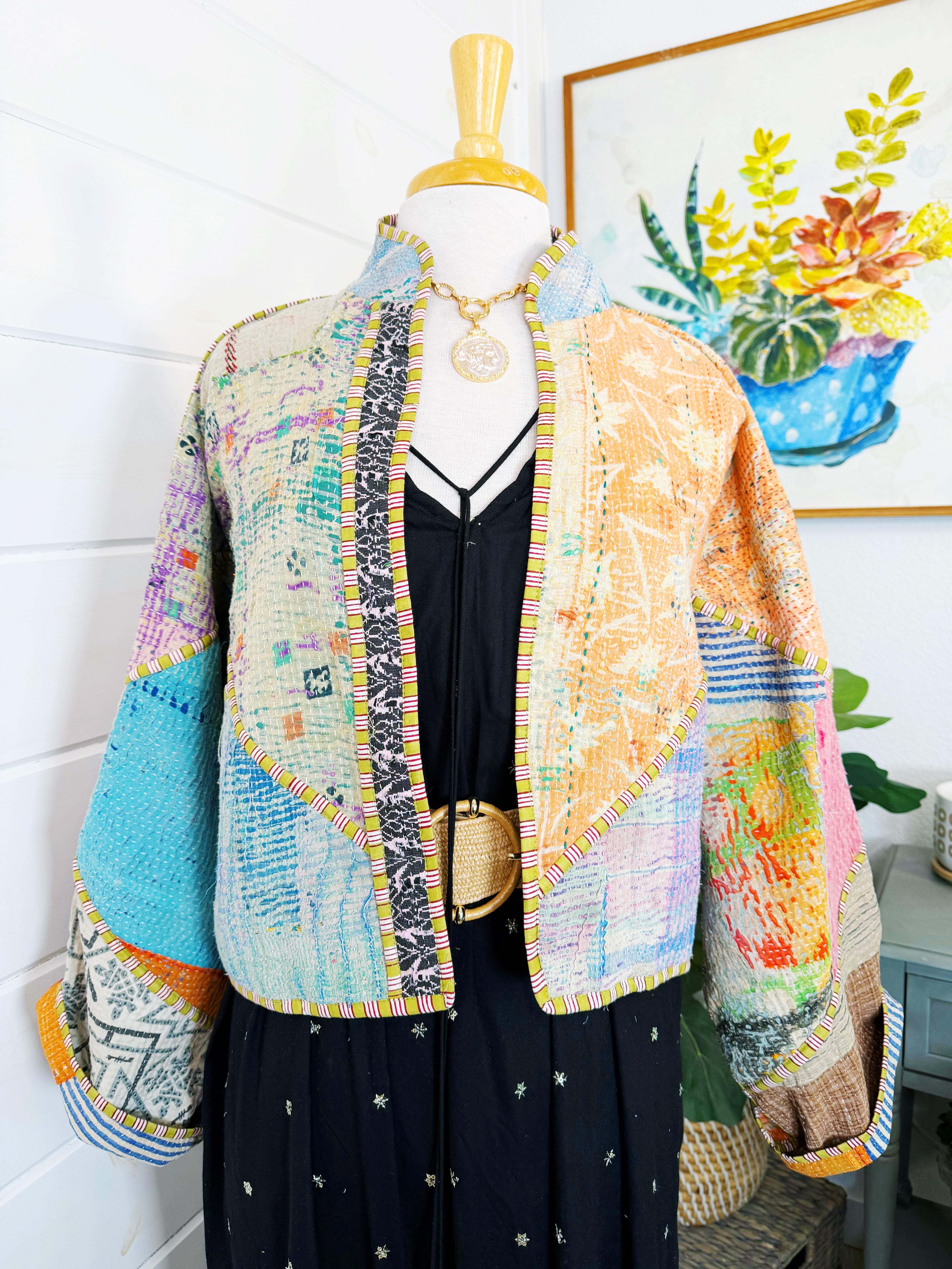 Patchwork Kantha Jacket – Quilted Reversible Blanket Coat