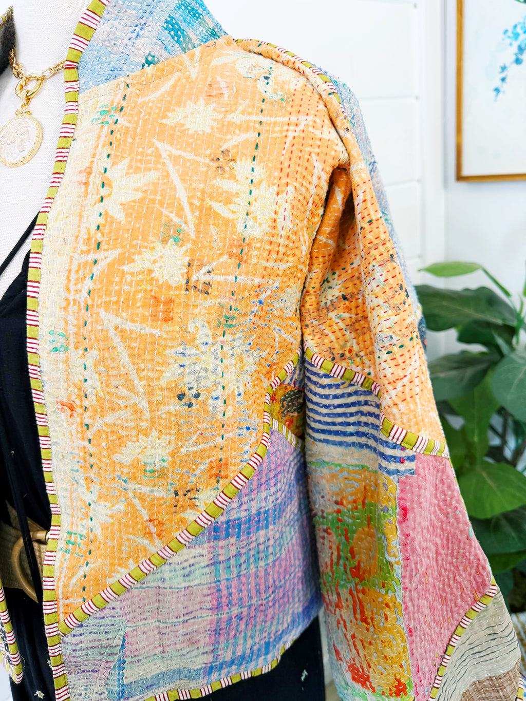 Patchwork Kantha Jacket – Quilted Reversible Blanket Coat