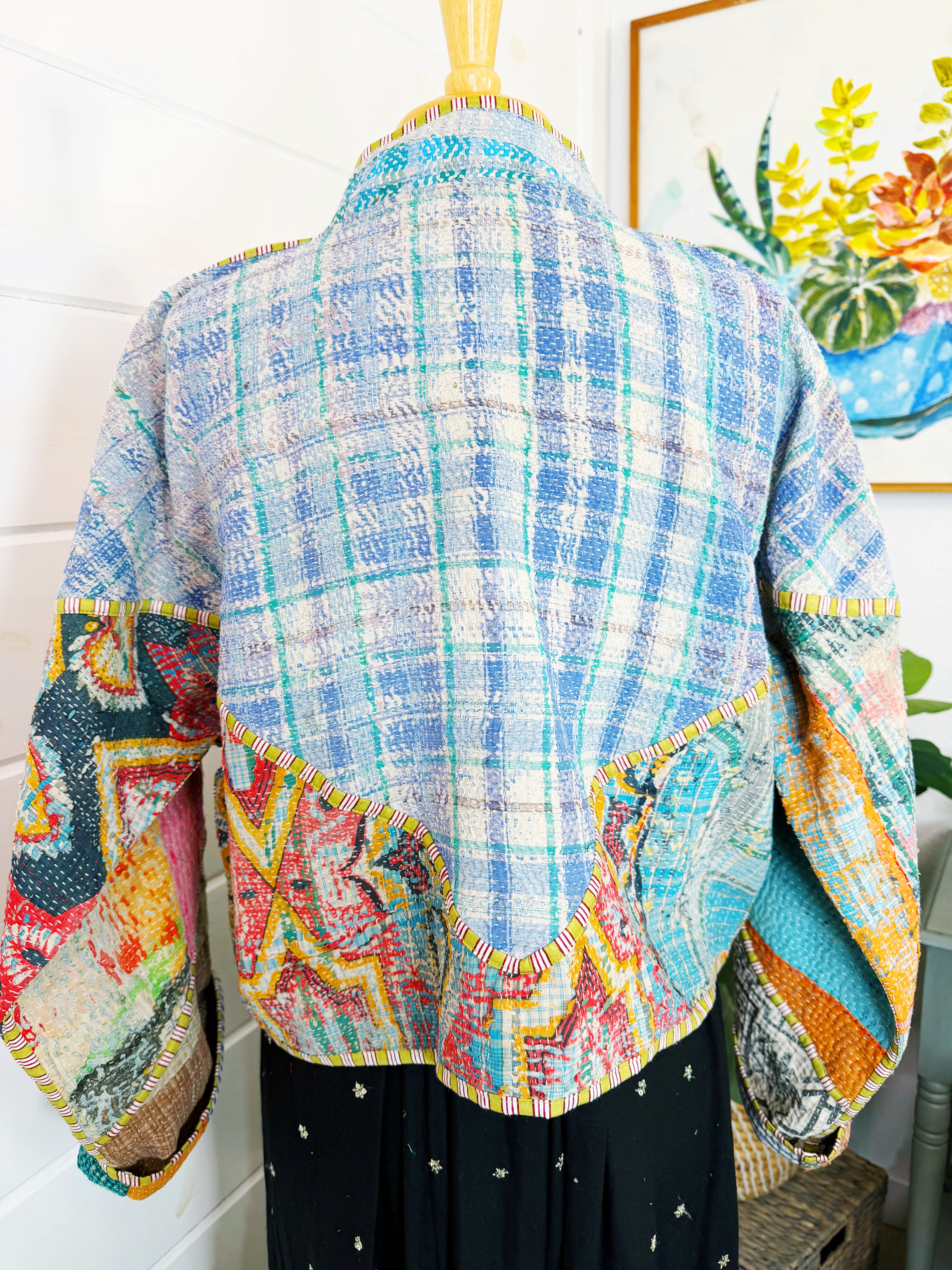 Patchwork Kantha Jacket – Quilted Reversible Blanket Coat