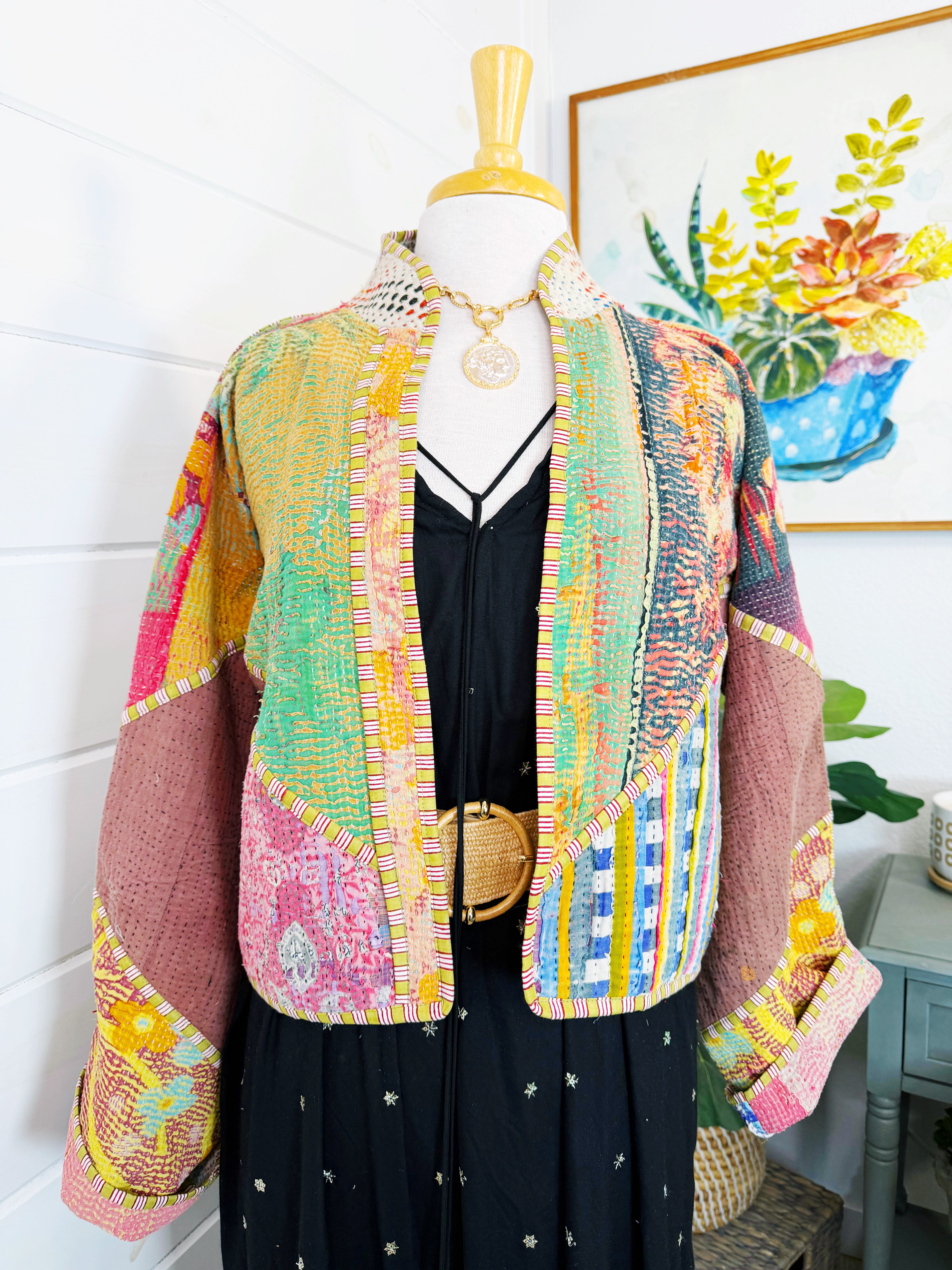 Patchwork Kantha Jacket – Quilted Reversible Blanket Coat