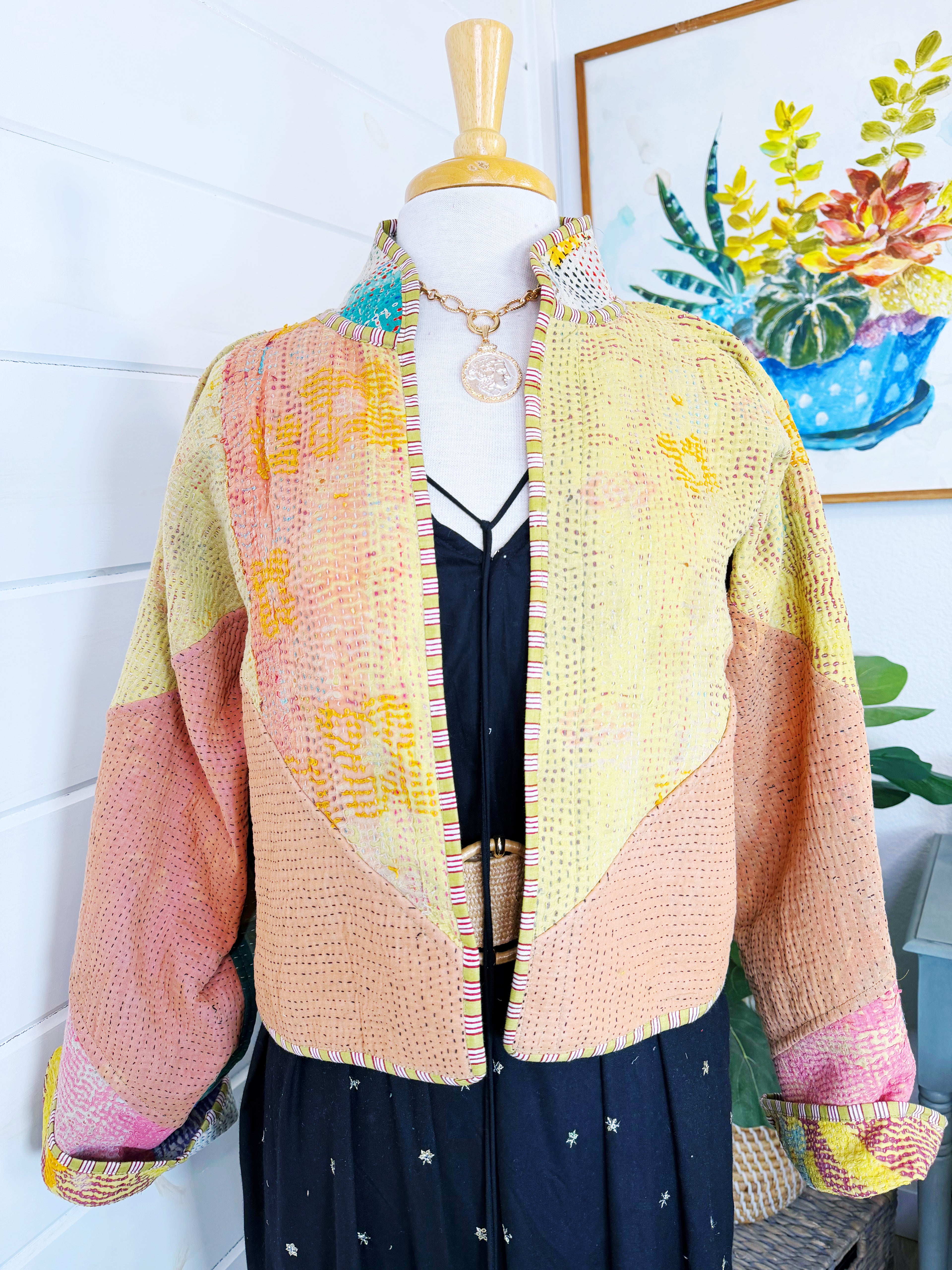 Patchwork Kantha Jacket – Quilted Reversible Blanket Coat