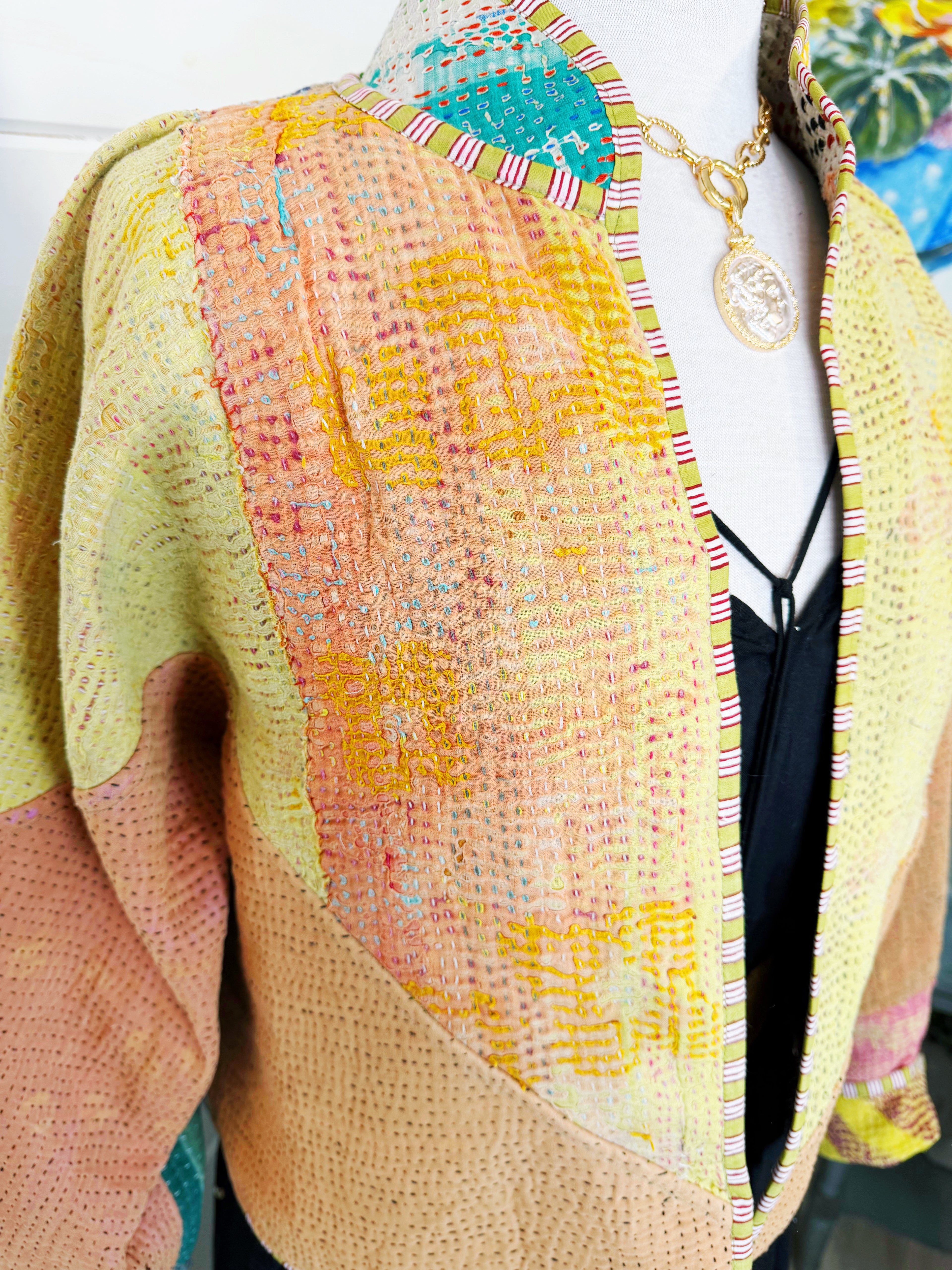 Patchwork Kantha Jacket – Quilted Reversible Blanket Coat