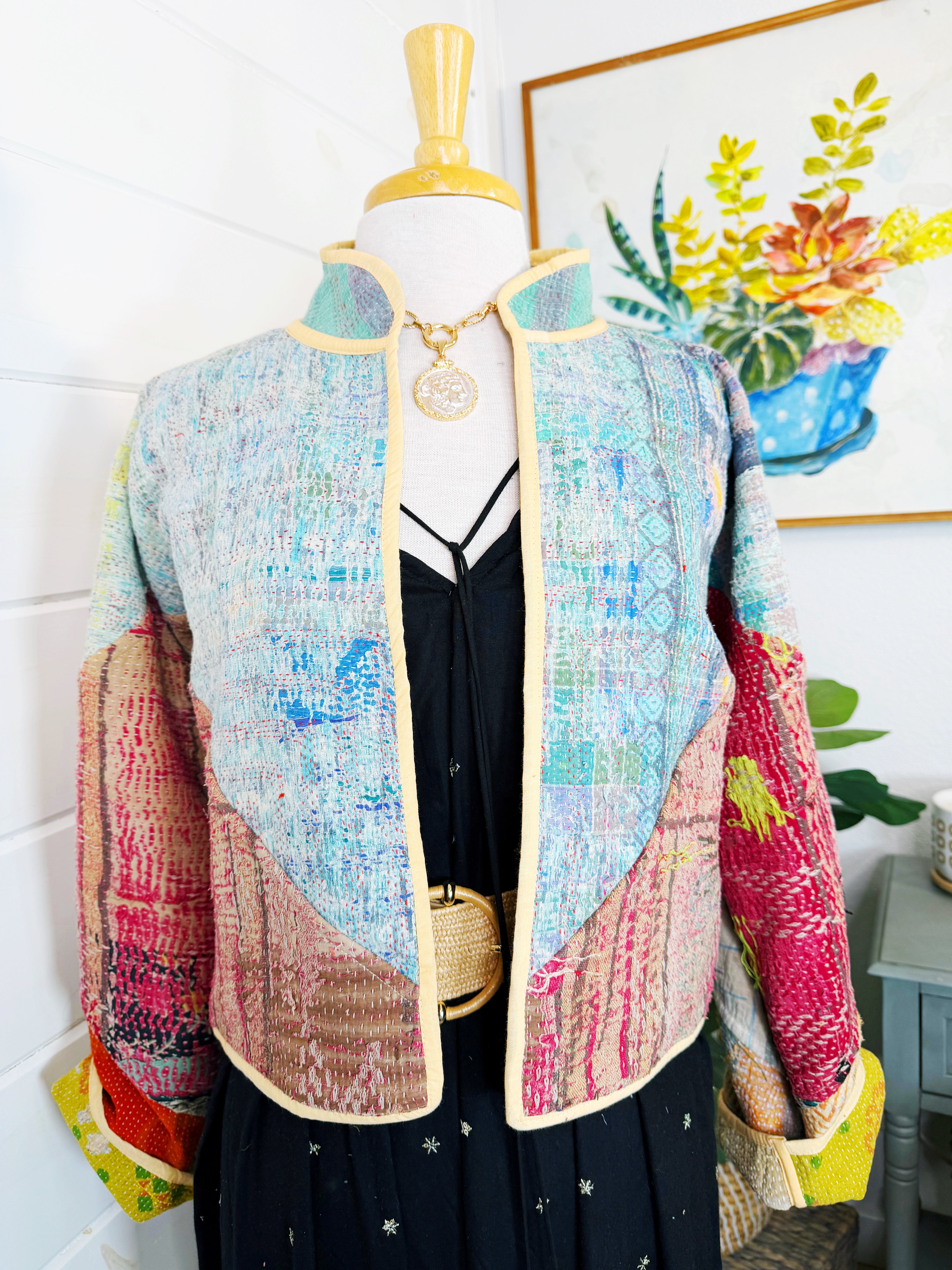 Patchwork Kantha Jacket – Quilted Reversible Blanket Coat