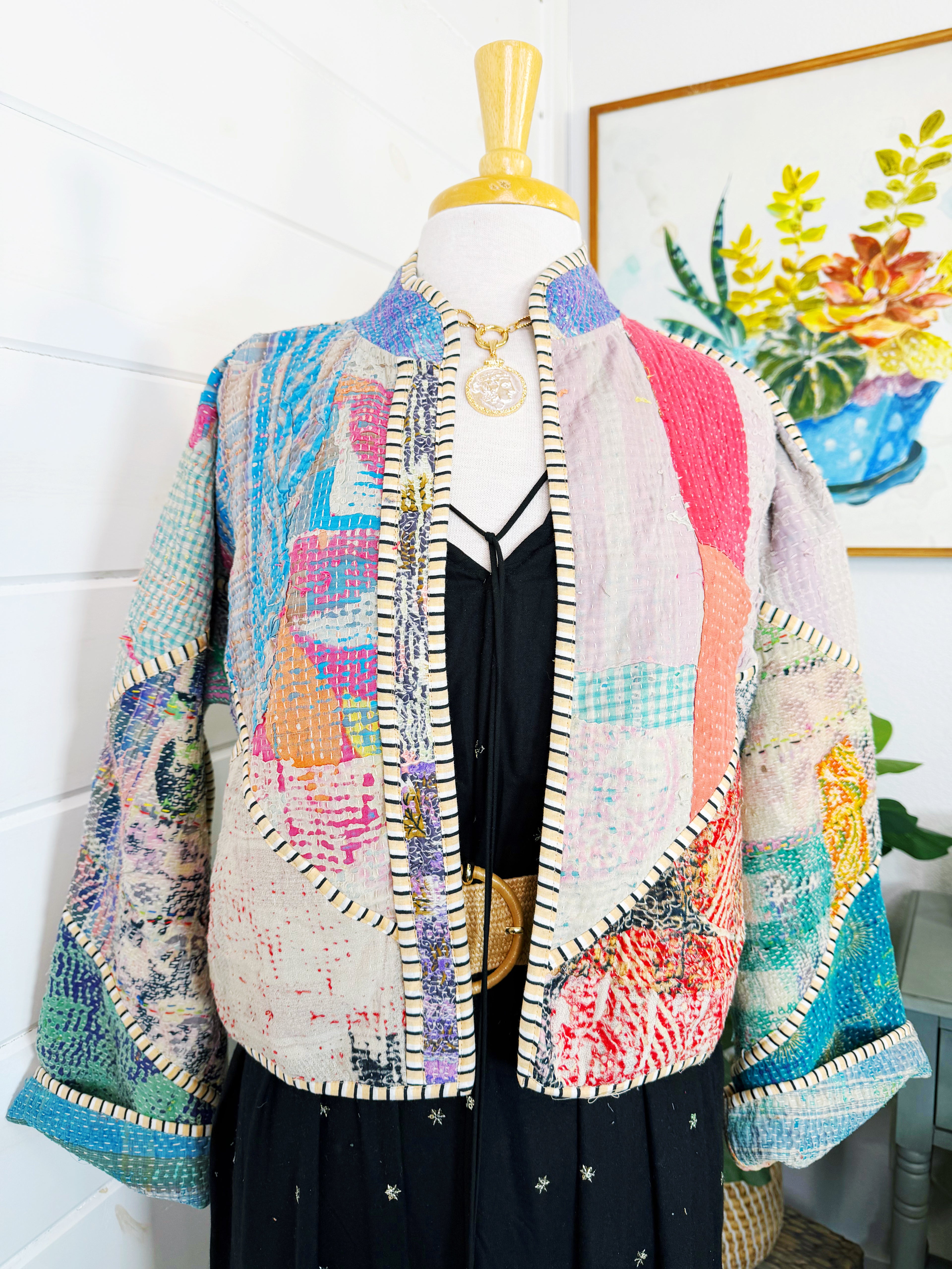 Patchwork Kantha Jacket – Quilted Reversible Blanket Coat
