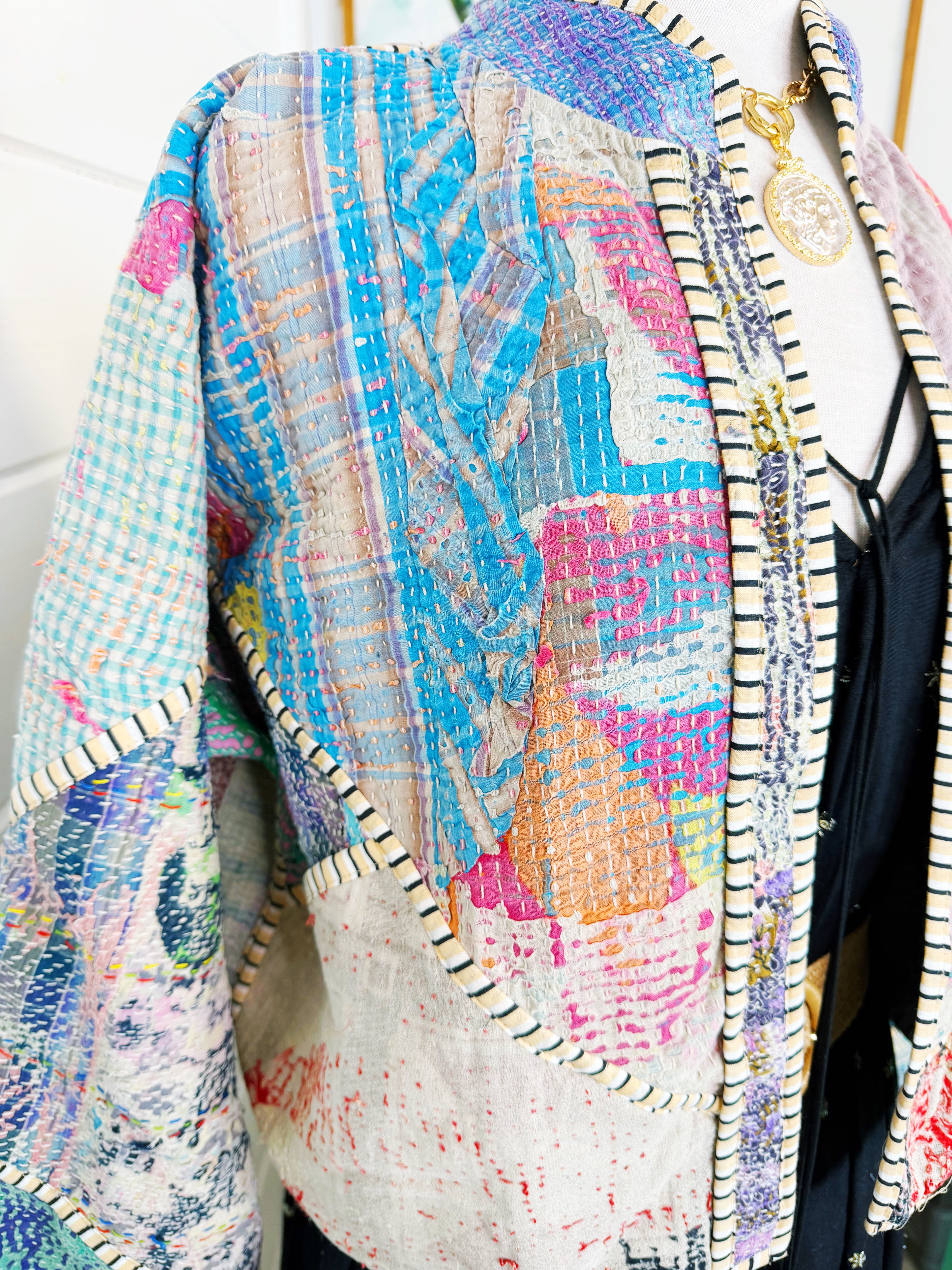 Patchwork Kantha Jacket – Quilted Reversible Blanket Coat