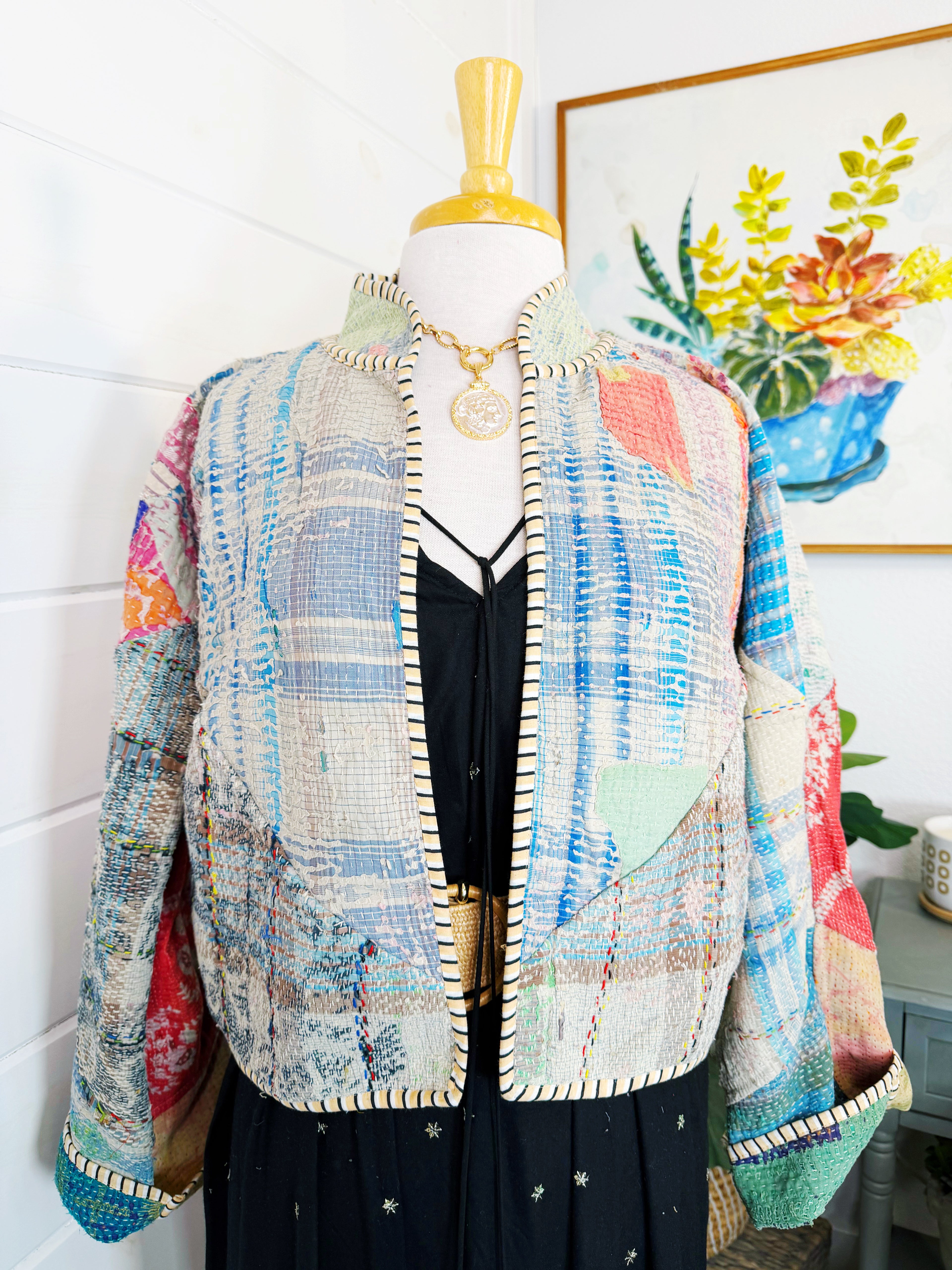 Patchwork Kantha Jacket – Quilted Reversible Blanket Coat