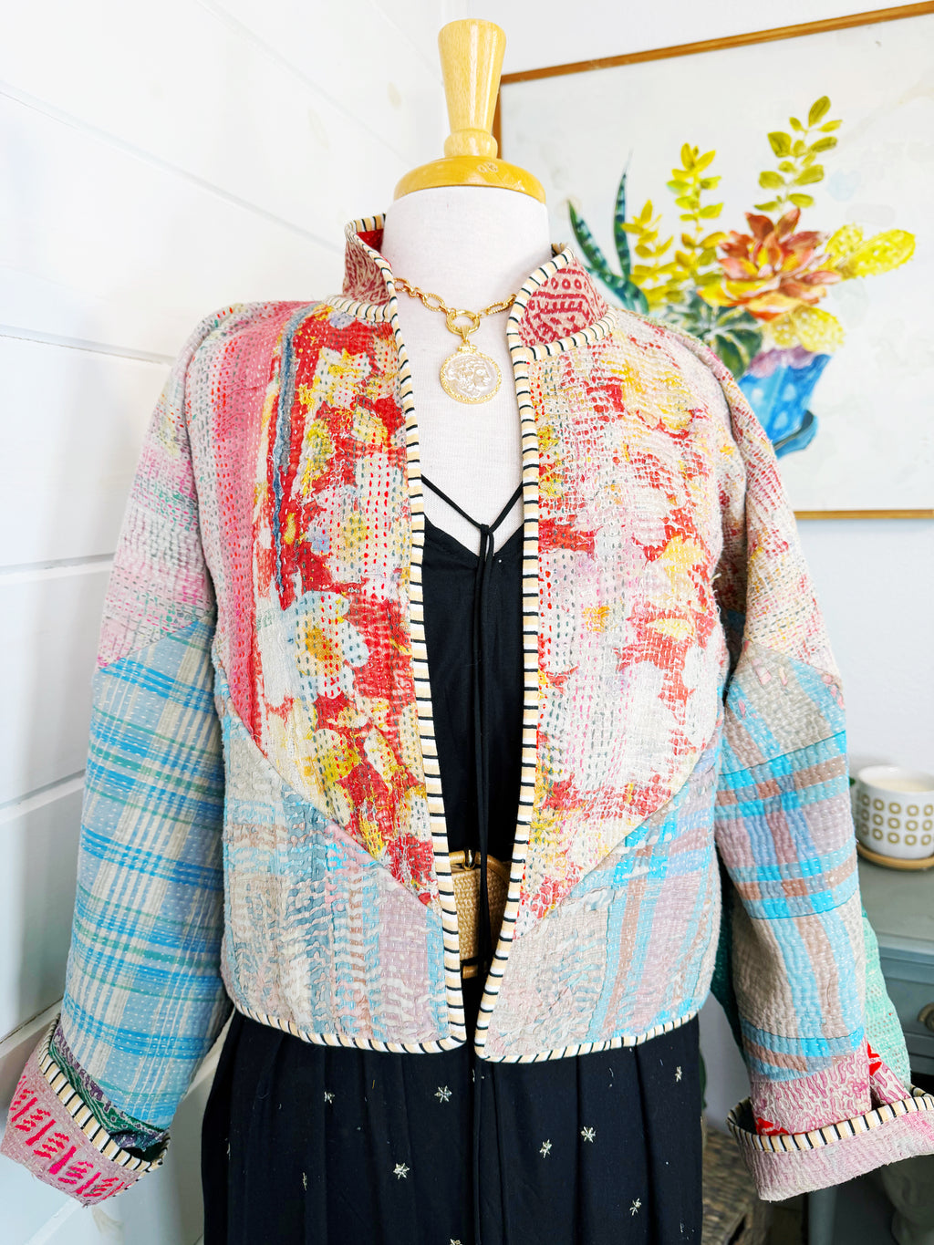 Patchwork Kantha Jacket – Quilted Reversible Blanket Coat